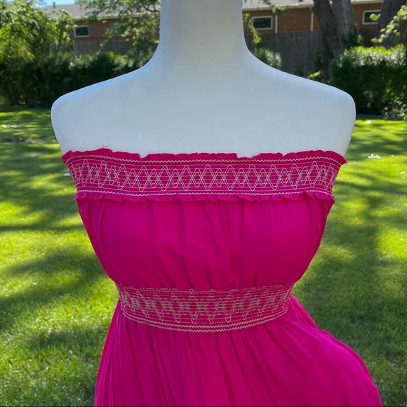 SOLD - American Rag Strapless Embroidered Maxi Dress - L - Picture 4 of 8